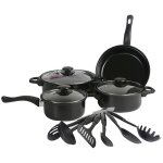 Decdeal - ensemble d'ustensiles de cuisine antiadh�sifs, 13 pi�ces, marmite en fer, po�le � rago�t, po�le ...