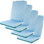 Deco arts - lot de 4 coussins pour chaises 95 x 40 cm motif �ventails verts