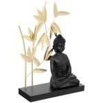Dco  poser bouddha en bois & rsine h31cm noir atmosphera crateur d'intrieur