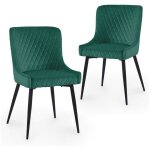 Deco in paris - lot de 2 chaises design en velours vert jenny