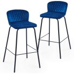 Deco in paris - lot de 2 tabourets de bar design en velours bleu bosco Deco in paris - lot de 2 tabourets de bar design en velours bleu bosco