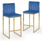 Deco in paris - lot de 2 tabourets de bar design en velours bleu frida Deco in paris - lot de 2 tabourets de bar design en velours bleu frida