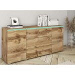 Deco in paris - buffet commode 2 portes 3 tiroirs ch�ne avec led - alexia