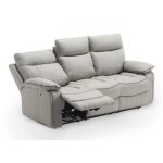 Deco in paris - canap 3 places relax lectrique en simili cuir gris clair elise