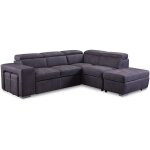 Canapé d'angle convertible en tissu gris davon - angle droit Canapé d'angle convertible en tissu gris davon - angle droit