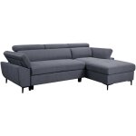 Deco in paris - canap d'angle convertible en tissu gris fonc monica - angle