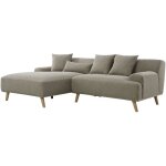 Deco in paris - canap� d'angle scandinave avec m�ridienne en tissu taupe karolina