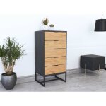 Deco in paris - commode 5 tiroirs en bois clair et métal noir tissia Deco in paris - commode 5 tiroirs en bois clair et métal noir tissia