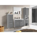 Deco in paris - ensemble meubles salle de bain suspendu - blanc et gris shelby