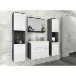 Deco in paris - ensemble meubles salle de bain suspendu xl - gris fonc� et blanc