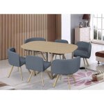 Deco in paris - ensemble table + 6 chaises encastrables gris flen xl