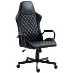 Deco in paris - fauteuil de bureau noir et bleu en simili cuir atomic