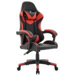 Deco in paris - fauteuil gaming en simili cuir noir et rouge pixel