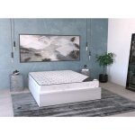Lit sommier relevable avec coffre en simili cuir blanc 140x190 cm
