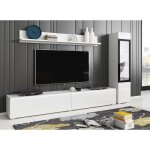 Deco in paris - meuble tv contemporain blanc laqu avec led - veronica