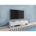 Meuble tv suspendu 1 porte 2 niches blanc romane - 100 cm