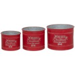 D�co de no�l lot de 3 cache - pots rouge tradi en m�tal aspect vintage - feeric christmas