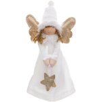 D�co de no�l ange blanc et dor� avec ailes lumineuses � led h 28 cm - feeric christmas