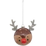 Dco sapin boule de nol d 6. 5 cm renne avec nez rouge - feeric christmas