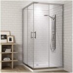 Decohor - paroi, cabine de douche carr�e - 2 portes coulissantes qui ferment en angle profil� en chrome ...