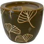 Cache pot jaune ginkgo en terre cuite 14 cm