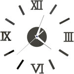 D�coration de bureau grande horloge murale 3d diy sans cadre, chiffres romains, horloge murale miroir ...