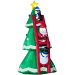 D�coration gonflable led de no�l 2, 47h m - sapin de no�l enneig� d�cor� avec �chelle personnages - polyester ...