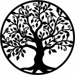 D�coration murale arbre de vie en m�tal, silhouette art, d�coration de jardin int�rieur (noir, 40x40 ...