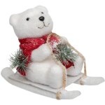 Dco de nol ours blanc  luge h 18 cm - feeric christmas