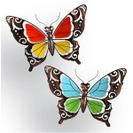 Astuceo - dcorations papillon mtal et verre - lot de 2