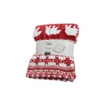 Decoris jet de lit / canap / extrieur en polaire motif hiver rouge / blanc 170 x 130 cm ej - 8719152308156 ...