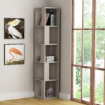 Decortie biblioth�que d'angle moderne piano �tag�re haute de pr�sentation gris moka 158, 9 cm