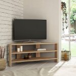 Decortie meuble tv d'angle thales 2 �tag�res ouvertes centre multim�dia ch�ne 45x110x36cm