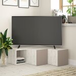 Decortie meuble tv compact moderne avec rangement centre multim�dia 94, 2 cm blanc ancien gris moka salon ...