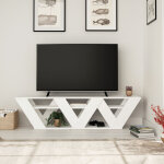 Decortie ralla meuble tv moderne avec �tag�res blanc 65' 158cm
