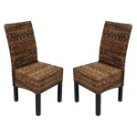 D�coshop26 - lot de 2 chaises en rotin banane tress�e pieds fonc�s cds04001