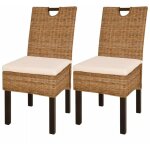 Décoshop26 - lot de 2 chaises de salle à manger cuisine design classique rotin kubu bois de manguier ... Décoshop26 - lot de 2 chaises de salle à manger cuisine design classique rotin kubu bois de manguier ...