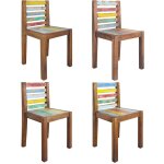 Décoshop26 - lot de 4 chaises de salle à manger cuisine bois de récupération solide design vintage cds021332 ... Décoshop26 - lot de 4 chaises de salle à manger cuisine bois de récupération solide design vintage cds021332 ...