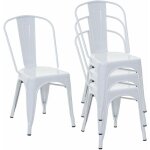 Dcoshop26 - 4x chaises de salle  manger cuisine bistro design industriel en mtal blanc empilable 040000546 ...