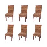 Lot de 6 chaises en rotin banane tress�e pieds marron cds04203