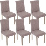 D�coshop26 - lot de 6 chaises de salle � manger cuisine en tissu gris pieds en bois clair 040000894