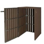 Dcoshop26 - abri de poubelles extrieur conteneurs  ordures jusqu' 2 bacs mtal aspect bois marron ...