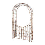D�coshop26 - arche treillis de jardin avec portillon support pour plantes grimpantes m�tal marron vieilli ...