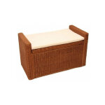 D�coshop26 - banc banquette / coffre de rangement en rotin couleur miel ban04016