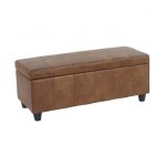 D�coshop26 - banc banquette coffre de rangement synth�tique marron vieilli 112x45x45cm ban04005