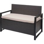 Dcoshop26 - banc de jardin 2 places en polyrotin gris coffre de rangement coussin d'assise beige 040004170 ...