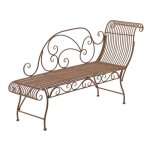 D�coshop26 - banc de jardin banquette design en fer forg� marron vieilli dossier c�t� droit 156x46 cm ...