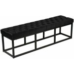 Banquette capitonné bout de lit en tissu velours noir support en métal noir 150 cm ban10113 Banquette capitonné bout de lit en tissu velours noir support en métal noir 150 cm ban10113