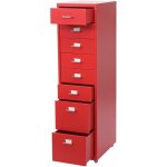 D�coshop26 - caisson � tiroirs sur roulettes rangement bureau 8 tiroirs 110x28x41cm en acier rouge 040004356 ...