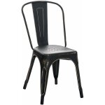 Dcoshop26 - chaise de salle  manger cuisine empilable style industriel en mtal noir vieilli 100000041 ...